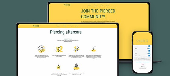 Brand website for a piercing and tattoo parlour